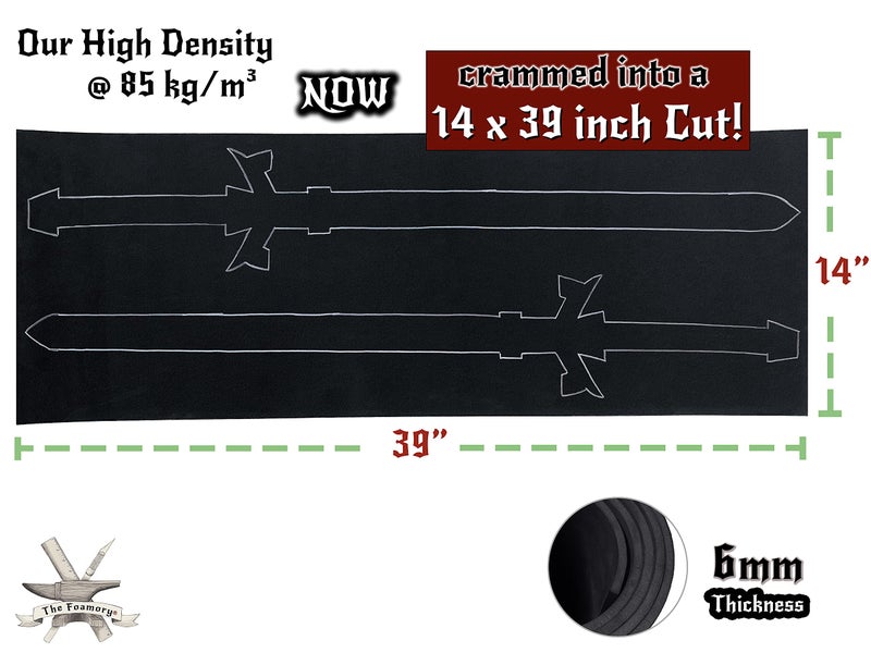 The Foamory EVA Foam Cosplay - (2mm to 10mm) - Black or White - 14"" x 39"" Sheet - Ultra High Density 85 kg/m3 - by The Foamory (Black, 6mm - Thickness) - Image 2